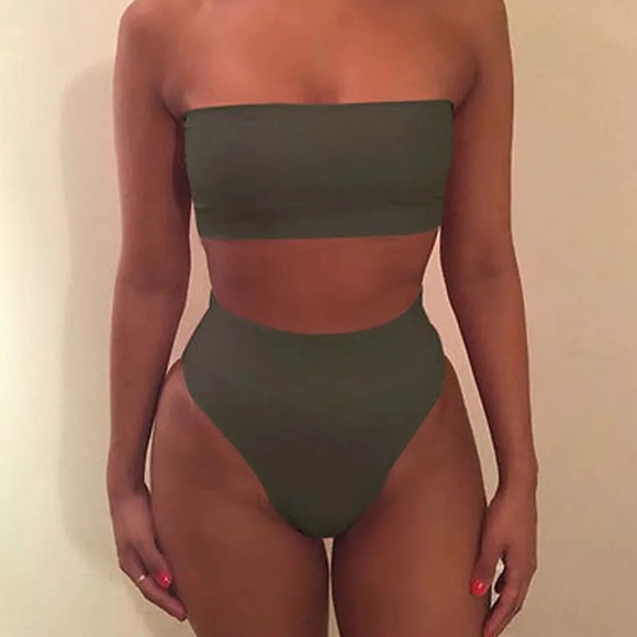 Other - Bandeau Bikini High Waisted GREEN